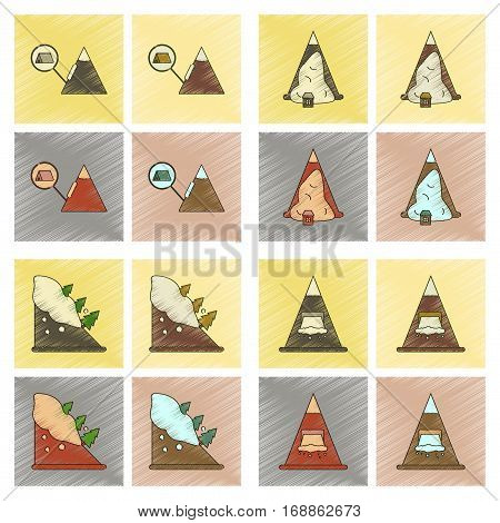 assembly flat shading style icon of mountains snow avalanche