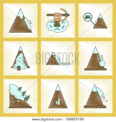 assembly flat shading style icon of mountains snow avalanche