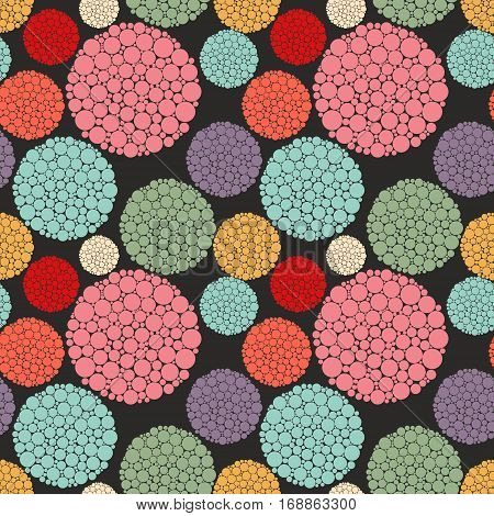 Vector abstract black background with circles and dots