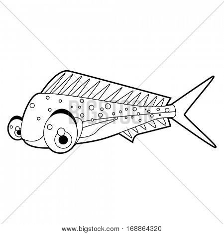 coloring cute sea life animals illustrations. Coryphaena Fish. 