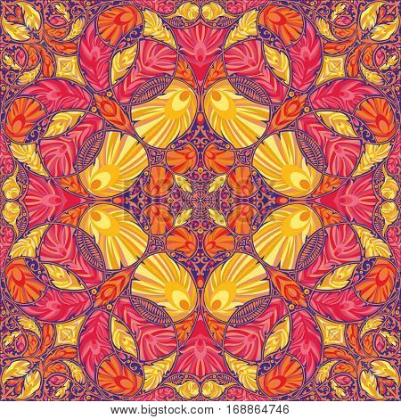Vector colorful abstract background with feathers and plants