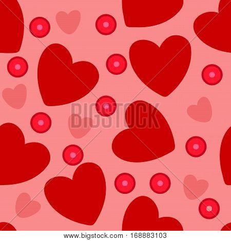 Heart seamless pattern. Lovely red heart on a pink background. Packaging design for gift wrap. Abstract geometric modern background.