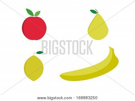 vector illustration of a four fruits set