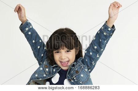Little Girl Cheerful Studio Portrait Concept