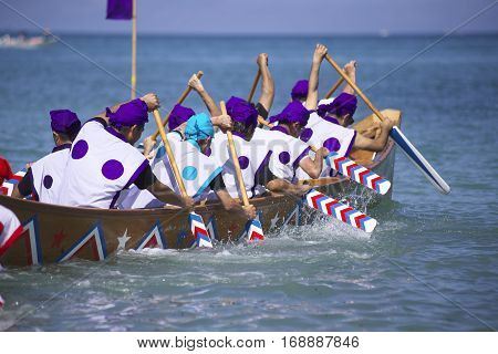 Dragon race of Okinawa's traditional event to pray for sea safety