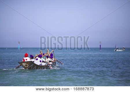 Dragon race of Okinawa's traditional event to pray for sea safety