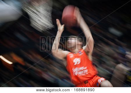 VALENCIA, SPAIN - JANUARY 11: Kravtsov during Eurocup match between Valencia Basket and Alba Berlin at Fonteta Stadium on January 11, 2017 in Valencia, Spain