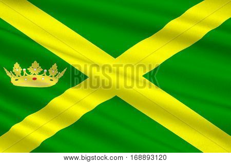Flag of Aa en Hunze is a municipality in the northeastern Netherlands. 3d illustration