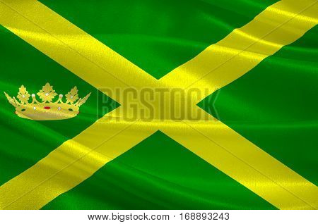 Flag of Aa en Hunze is a municipality in the northeastern Netherlands. 3d illustration