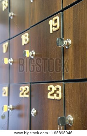 Interior of a locker room in fitness club