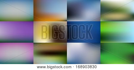 Set of 12 vector illustration with blurred background