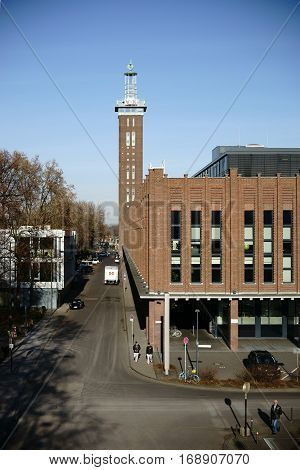 COLOGNE, GERMANY - NOVEMBER 24: Building of the former trade fair Cologne with the seat of the television station VOX on the Charles-de-Gaulle Sqaure on November 24, 2016 in Cologne.
