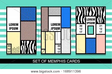 Set of memphis card. 3 isolated card