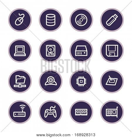 Computer components web icons set