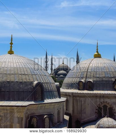 The Blue Mosque And Saint Sophie Cathedral, Istanbul, Turkey.
