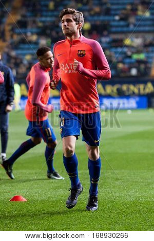 VILLARREAL, SPAIN - JANUARY 8: Sergi Roberto during La Liga soccer match between Villarreal CF and FC Barcelona at Estadio de la Ceramica on January 8, 2016 in Villarreal, Spain