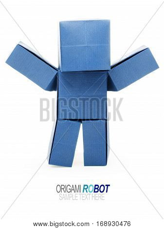 Paper origami robot chatbot chat bot or chatterbot on a white background
