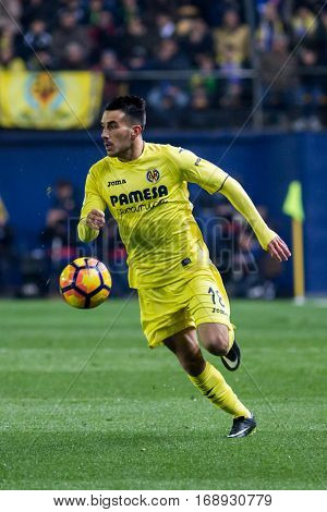 VILLARREAL, SPAIN - JANUARY 8: Sansone during La Liga soccer match between Villarreal CF and FC Barcelona at Estadio de la Ceramica on January 8, 2016 in Villarreal, Spain