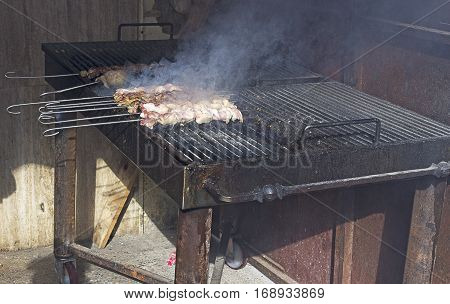 spiedini of meat on the grill Italy