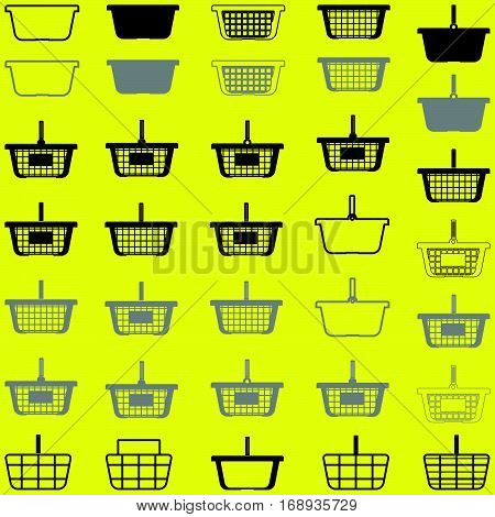 Basket grey and black colour - set icons.