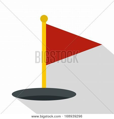 Red golf flag icon. Flat illustration of red golf flag vector icon for web   on white background
