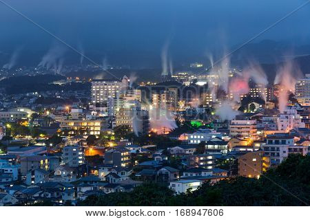Beppu city in Japan at night