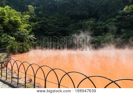 Blood pond hell in Beppu of Japan