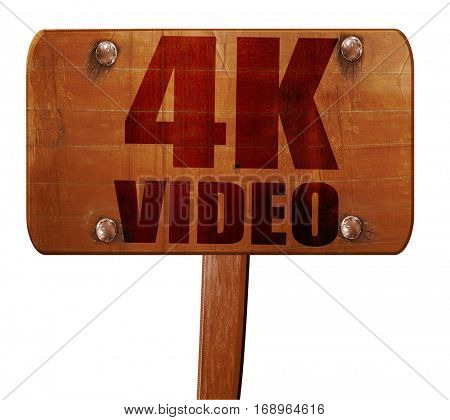 4k video, 3D rendering, text on wooden sign
