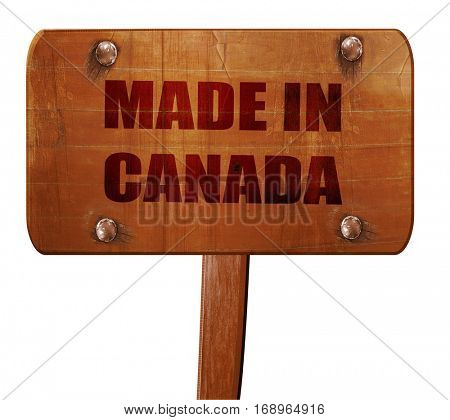 Made in canada, 3D rendering, text on wooden sign