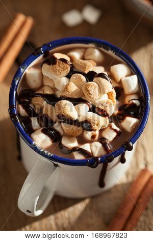 s'mores hot chocolate mini marshmallows cinnamon winter drink