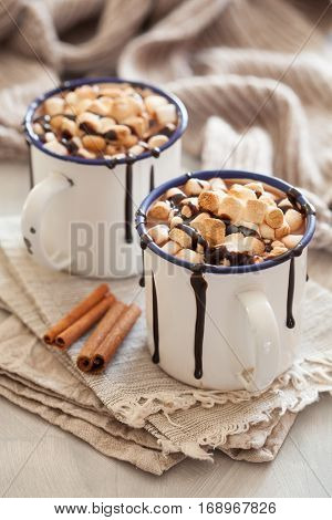 s'mores hot chocolate mini marshmallows cinnamon winter drink