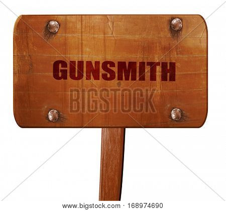 gunsmith, 3D rendering, text on wooden sign