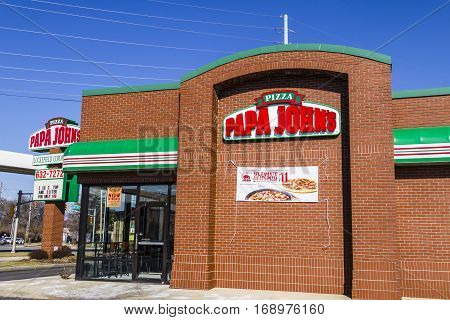 Indianapolis - Circa February 2017: Papa John's Take-Out Pizza Restaurant. Papa John's is the third largest take-out and pizza delivery chain in the world V