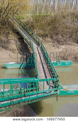 Brescello bridge. Bridge along the Po embankment near the village of Brescello. Italy