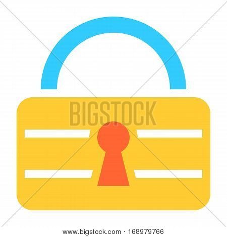 Flat padlock icon lock sign password button. Quick and easy recolorable shape isolated from background. Vector illustration a graphic element for web internet design.