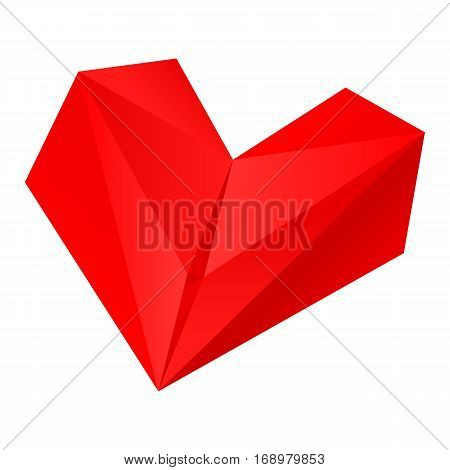 Use it in all your designs. Red heart made of paper folded origami style into perspective.