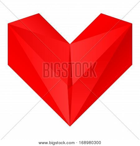 Use it in all your designs. Red heart made of paper folded origami style.