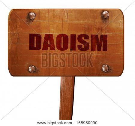 daoism, 3D rendering, text on wooden sign