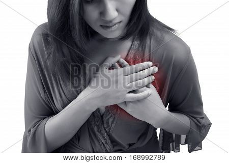 Heart attack symptom isolate on white background