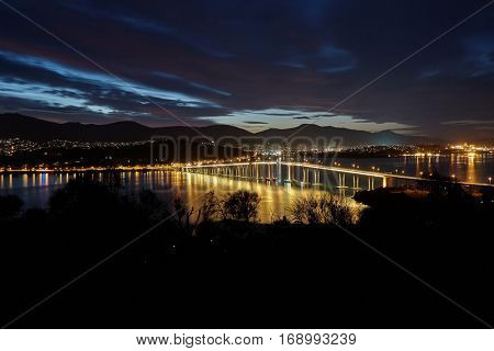 Tasman Bridge in Hobart at night