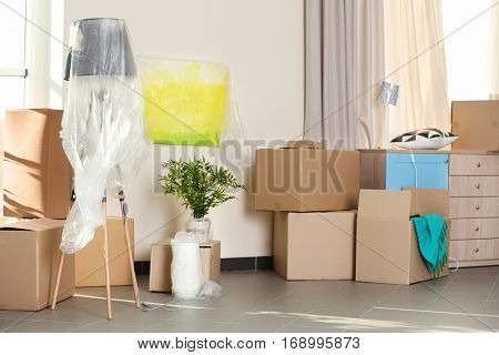 Packed household goods for moving into new house