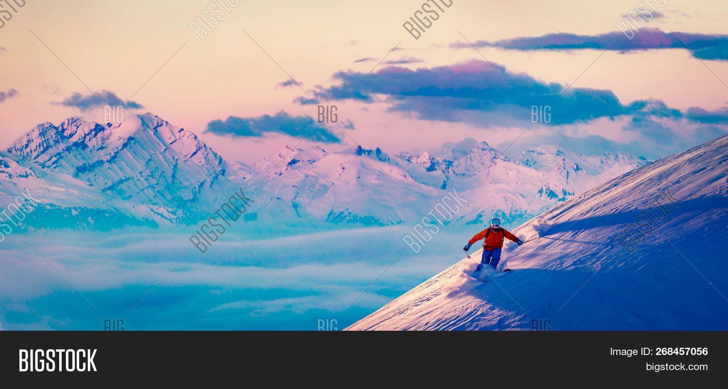 Sunset Ski Amazing Image & Photo (Free Trial) Bigstock