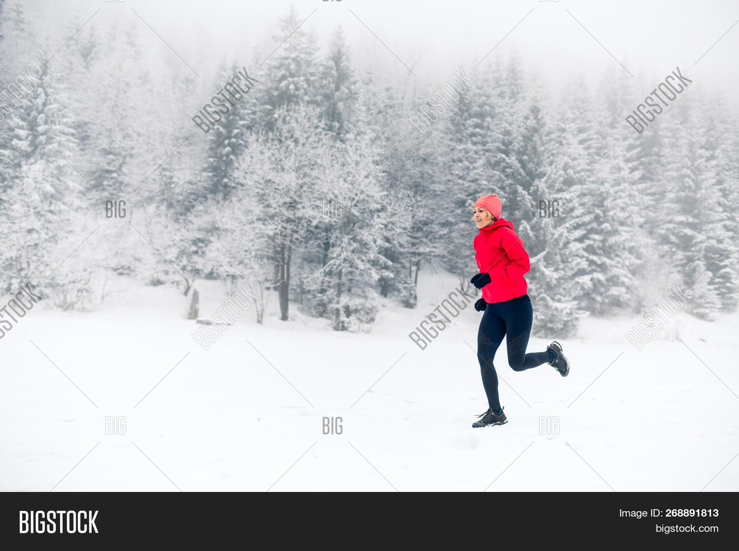 Girl Running On Snow Image & Photo (Free Trial) Bigstock