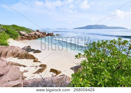 Coastline Of North Road Digue Island, Seychelles Island