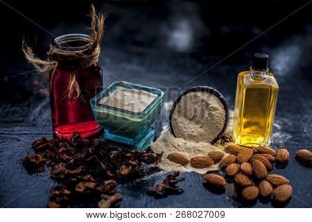 Close Up Of Herbal Face Pack For Removing Black And White Heads On Wooden Surface I.e. Multani Mitti
