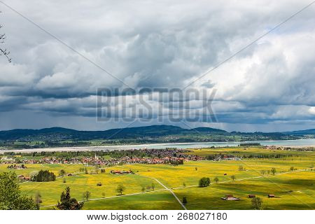 View Of The Schwangau Valley And The Lake Forggensee Neighborhood In Bavaria