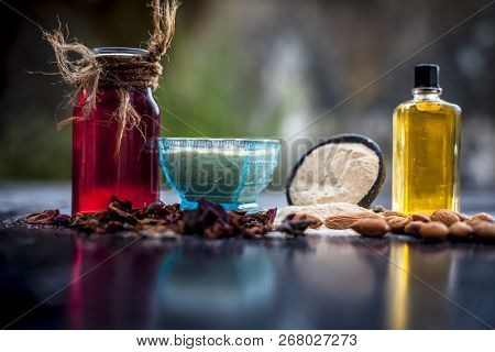 Close Up Of Herbal Face Pack For Removing Black And White Heads On Wooden Surface I.e. Multani Mitti