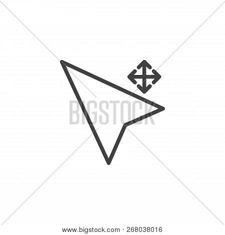 Cursor Move Arrow Button Outline Icon. Linear Style Sign For Mobile Concept And Web Design. Computer