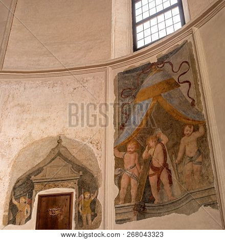 Milan, Italy - 09 May 2018: Fragment Of The Interior Of The Church Of St. Mary Grace -chiesa Di Sant