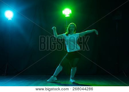Hip-hop, Jazz-funk, Tecktonik, Waacking, Trance And Street Dances Concept - Pretty Woman Dancing Jaz
